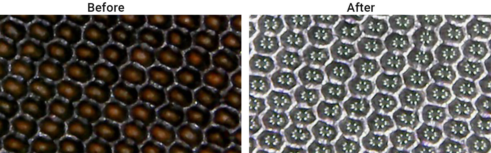 anilox roll cells before and after Evolution Bioclean cleaning