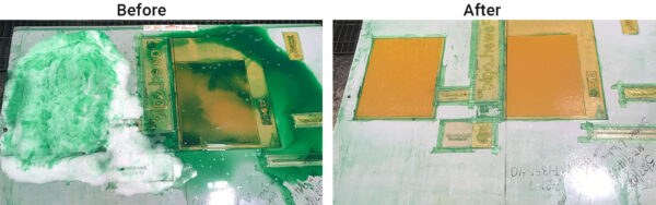 printing blanket before and after system cleaning